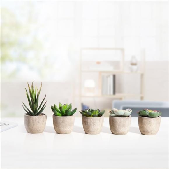 Fake Plants Artificial Succulent Plant Assorted Decorative Faux Succulent Potted - Picture 4 of 7